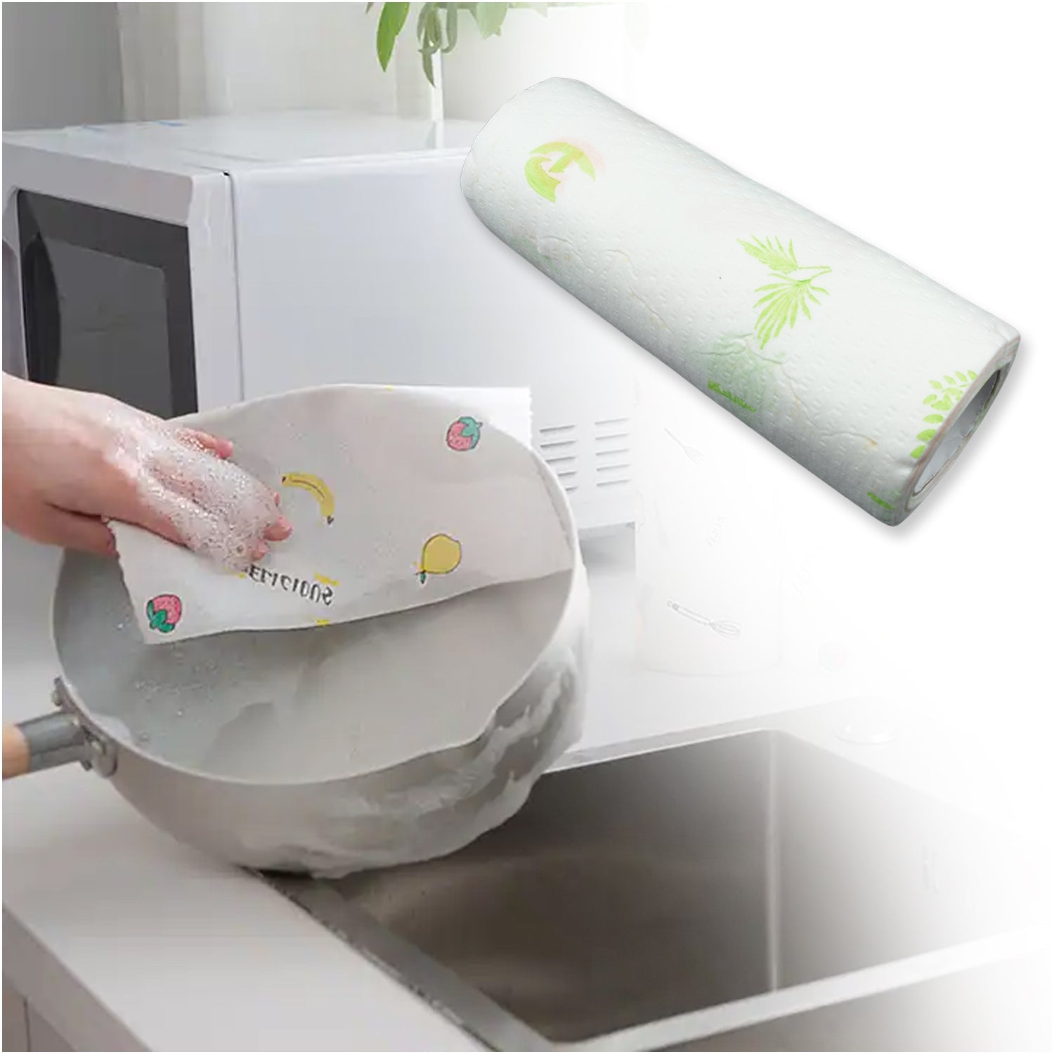 9429 Non Woven Reusable and Washable Kitchen Printed Tissue Roll Non-stick Oil Absorbing Paper Roll Kitchen Special Paper Towel Wipe Paper Dish Cloth Cleaning Cloth 40 sheets / Pulls 9429 Non Woven Reusable and Washable Kitchen Printed Tissue Roll Non-stick Oil Absorbing Paper Roll Kitchen Special Paper Towel Wipe Paper Dish Cloth Cleaning Cloth 40 sheets / Pulls